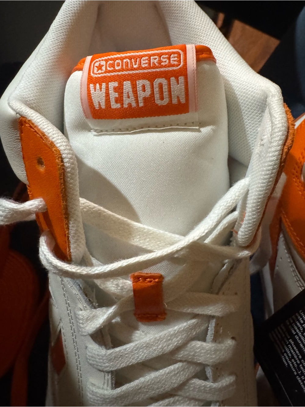 Converse Weapon Mid White and Orange Retro Basketball Sneakers, Sizes 12 & 10.5 - Picture 3 of 15